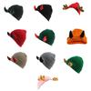 Fashion Knit Hat for Women Men Handwoven Beanie Cap Crochet Hat for Girl Boys Party Devil Horn Hat Novelty Accessories