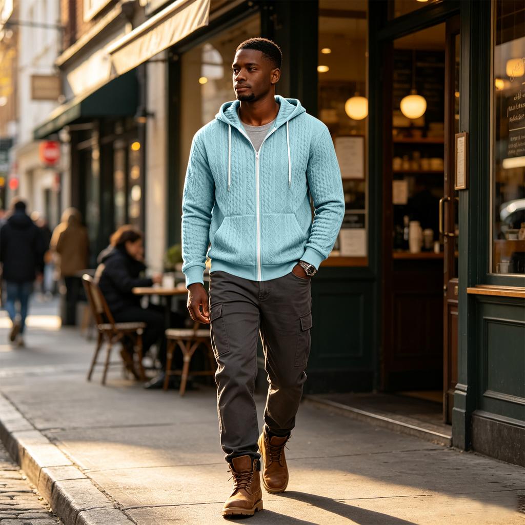 Men's Long Sleeve Hoodie Zip Up Sweatshirt for Fall Winter