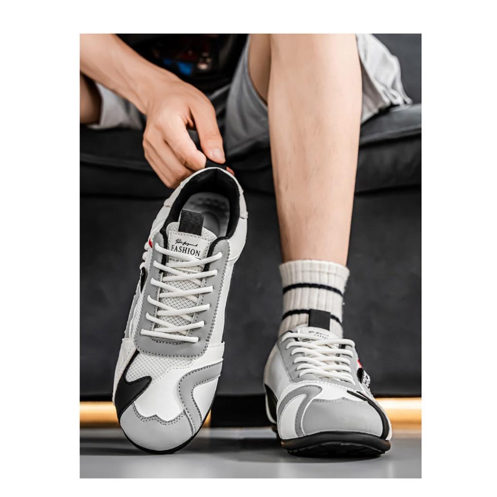 Men's Breathable Casual Sports Shoes - Comfortable Lace Up Shoes, Durable Fabric Upper and Stylish Contrasting Colors, Outdoor Activities