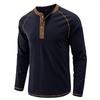 Maglietta Henley a maniche lunghe da uomo Intimo Maglietta basic casual Maglietta traspirante a 4 bottoni Maglietta da allenamento traspirante per uomo