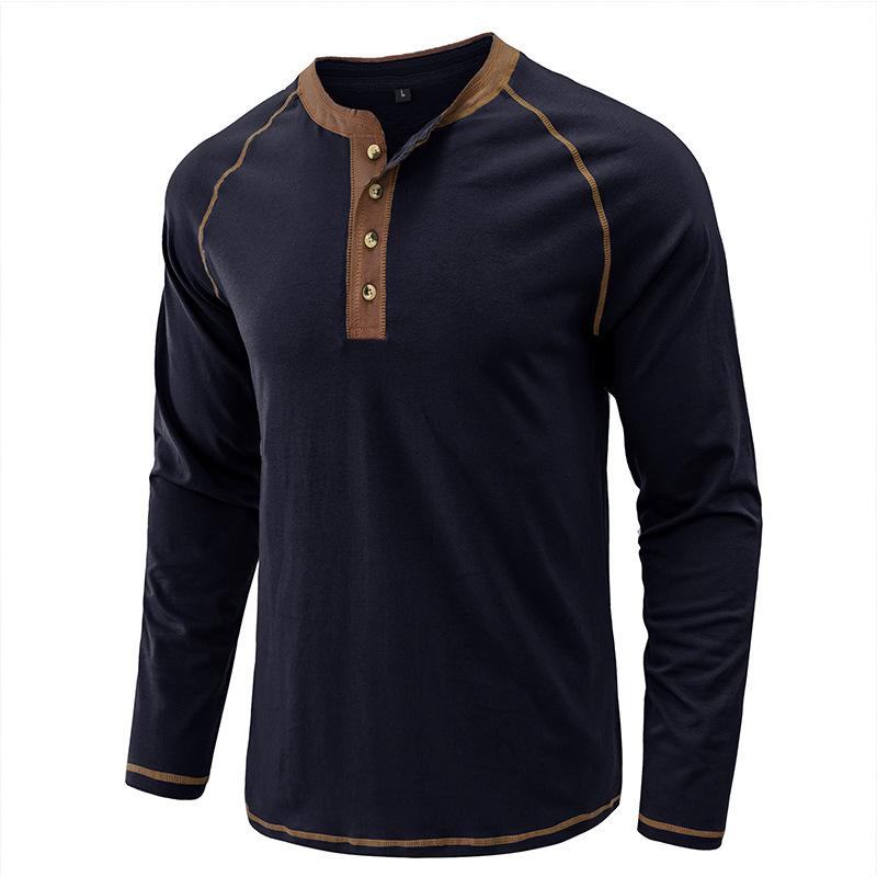 Maglietta Henley a maniche lunghe da uomo Intimo Maglietta basic casual Maglietta traspirante a 4 bottoni Maglietta da allenamento traspirante per uomo