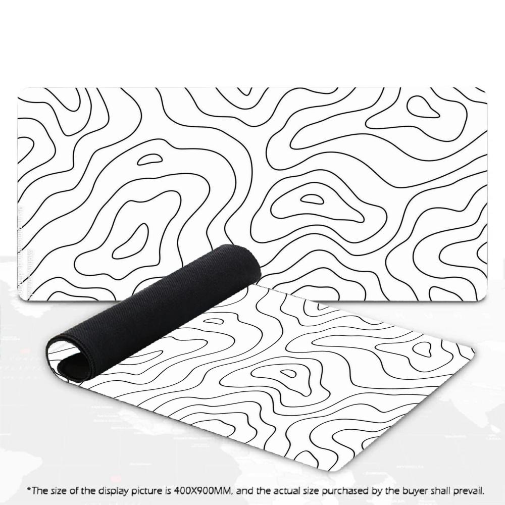 Abstract Topography Line Art Large XXL Mouse Pad Non-Slip Rubber Gaming Keyboard Deskmat Overlocked Game Table Accessories