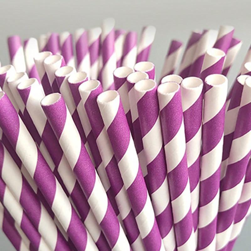 

Paper Straws - Striped Straws In 16 Colors, Friendly - Non-Soggy Paper Straws 25pcs