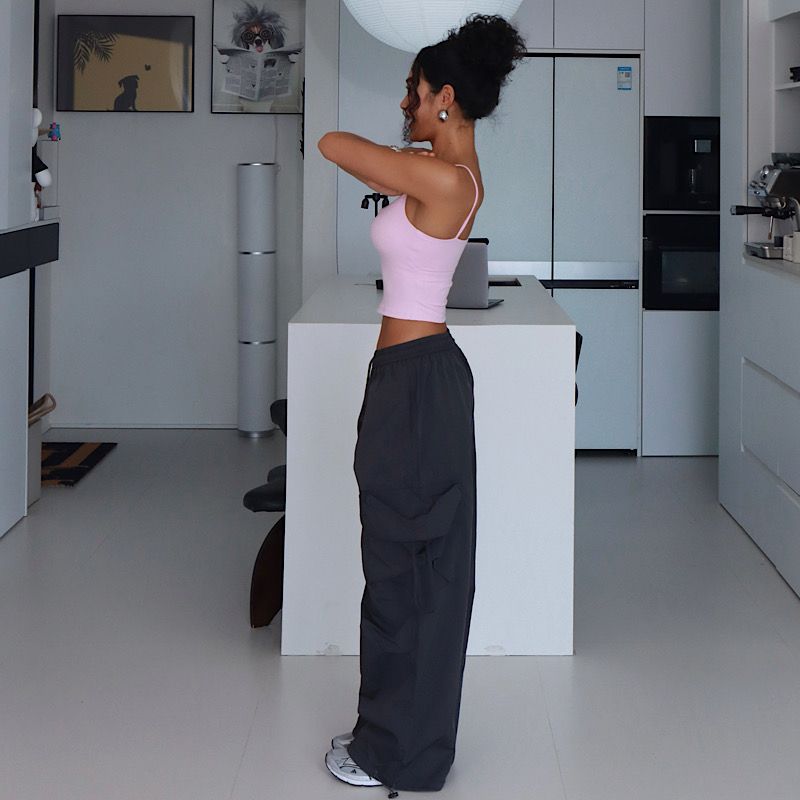 Western Style Gyaru Overalls Women High Waist Slimming Straight Wide Leg Casual Pants Pants Bottoms