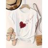 Women's White Heart Balloon Print Tee Oversized Round Neck Short Sleeve Spring Summer Fall Casual Resort Machine Washable Top