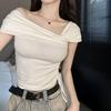 Plain Flat Knit Summer Womens Off Shoulder Top With Embroidery For Casual Wear