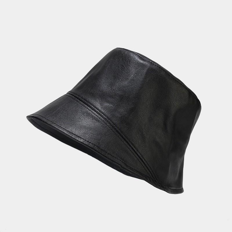 Japanse Minimalistische Design PU Leer Emmerhoed Met Zonneklep Waterbestendig Voor Herfst