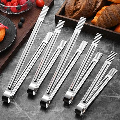 Stainless Steel Serving Tongs with Non-Slip Grip Long Handle BBQ Buffet Clips Heat-Resistant Rust-Proof Dishwasher Safe Kitchen Utensils for Grilling