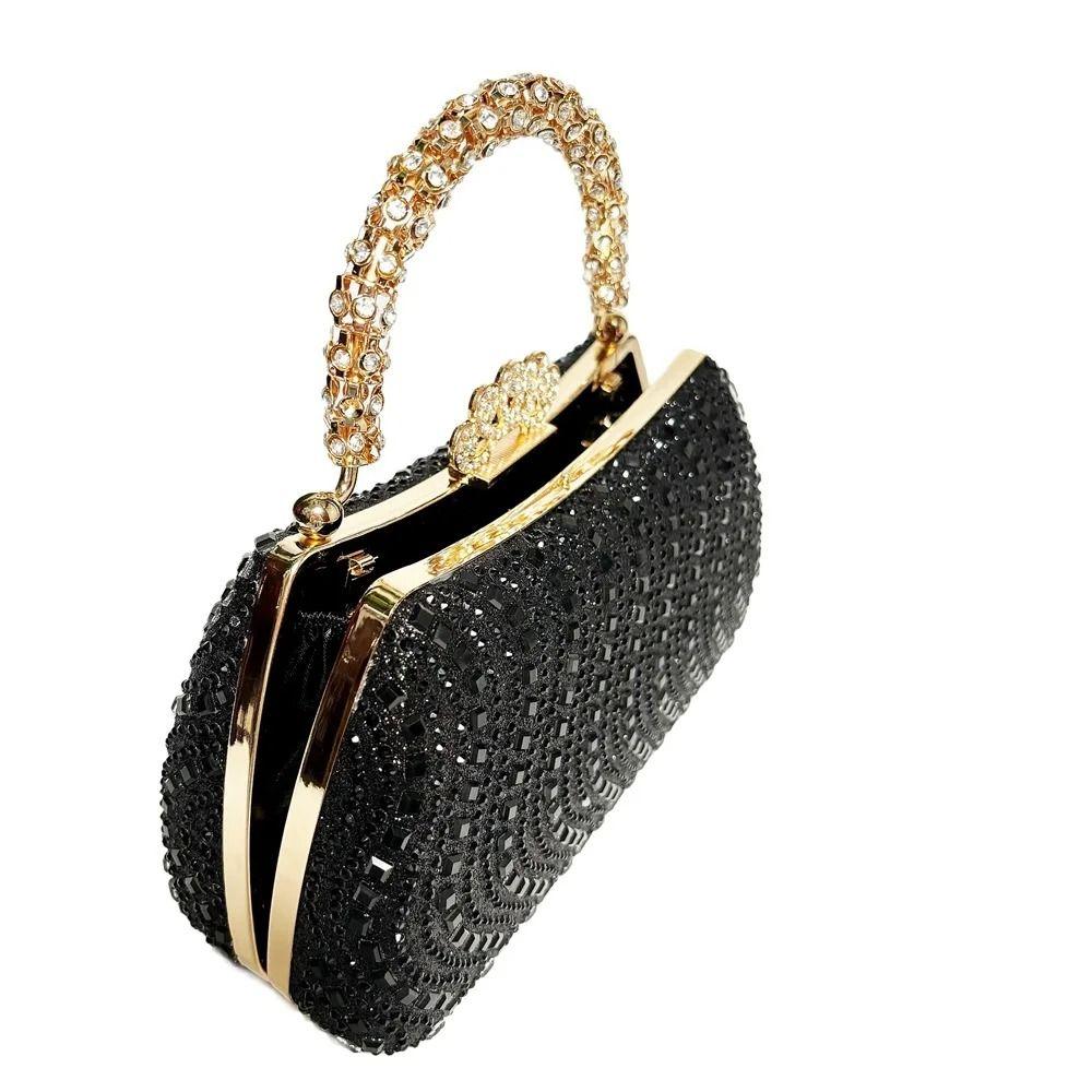 Luxury Diamond Embedded Evening Bag Fashionable Design Small Size Chain Purse Elegant Style Clutch Bag Wedding Event