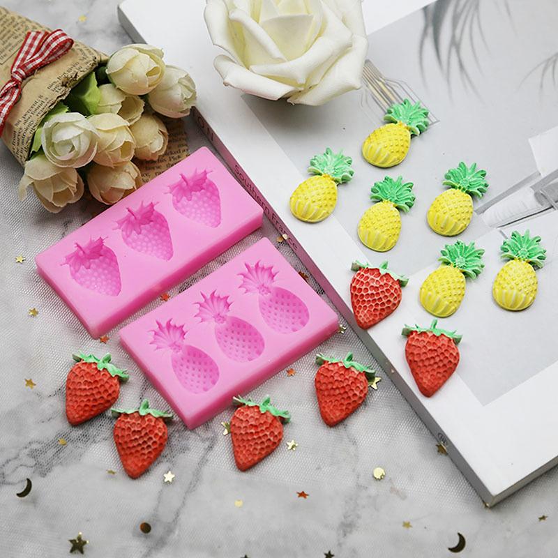 1/2Pcs Aromatherapy Candle Decoration Silicone Mold 3 Strawberry Pineapple Chocolate Mold Diy Cake Accessories