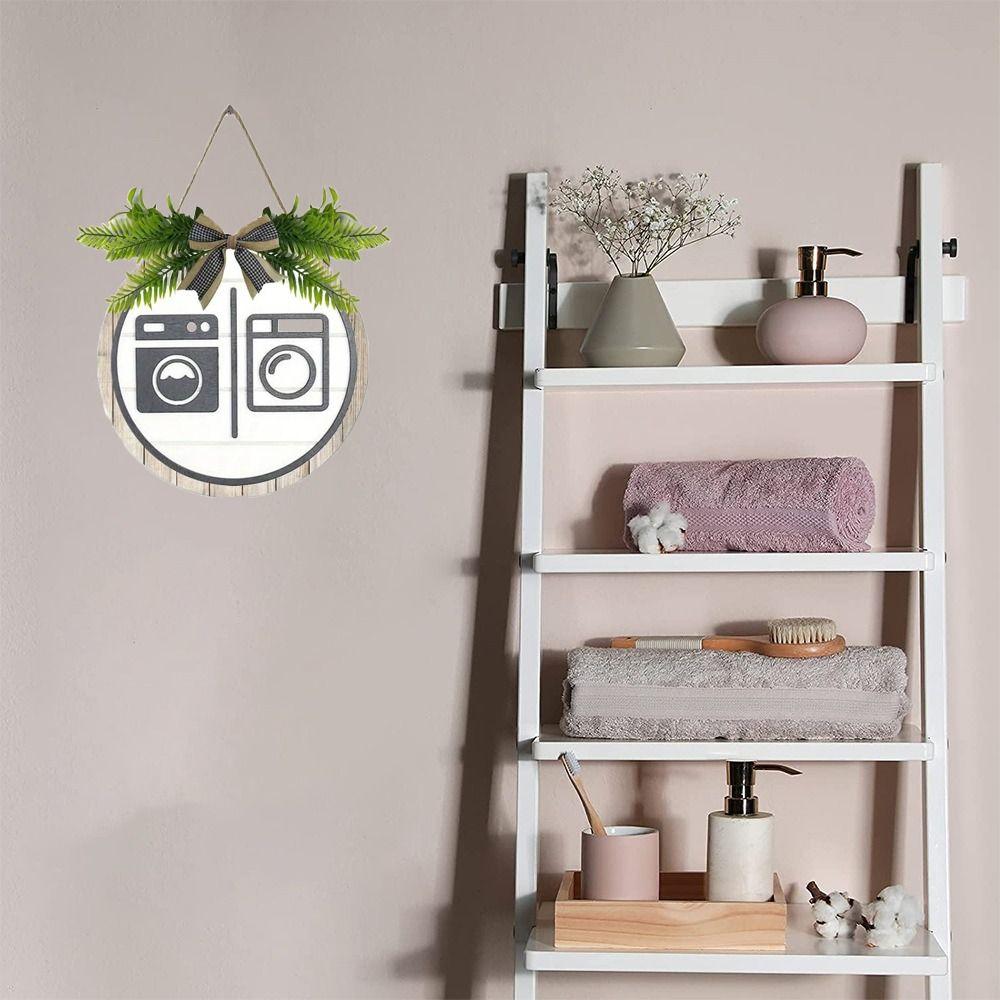 

Round Bathroom Sign Rustic Style Wall Hanging Signs Durable Wooden Toilet Sign Shower Room Toilet