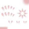 24pcs Medium False Nail Tulips Flower Bows Design Breathable Artificial Nail Easy Application ABS Material