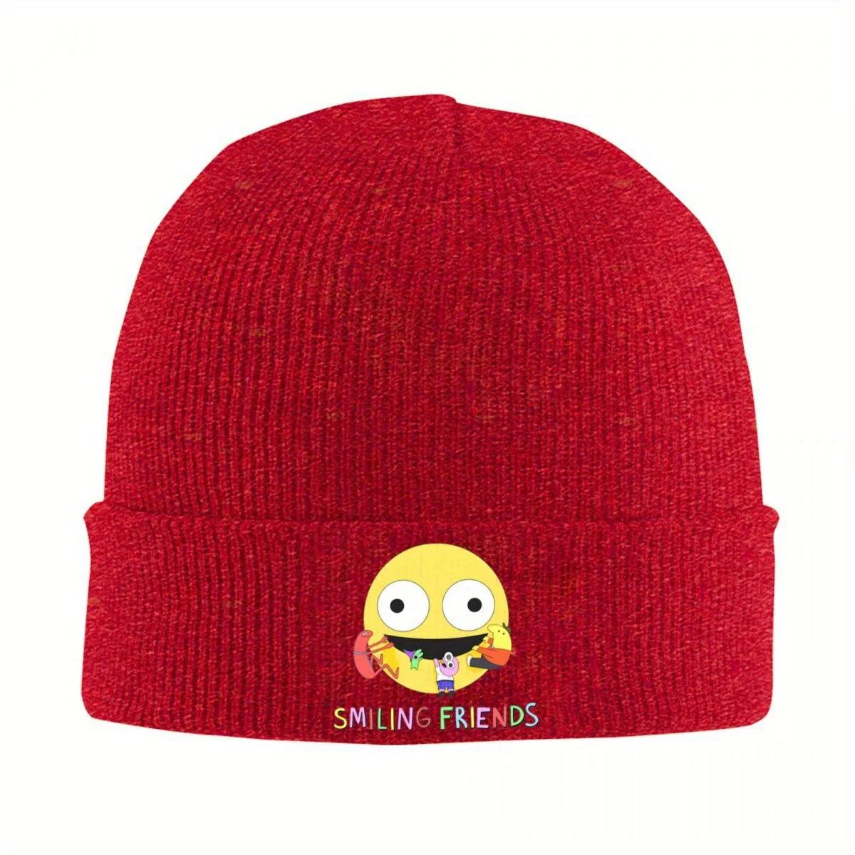 Cute Smiling Friends Logo Knitted Hat Beanies Winter Hat Warm Casual Cap for Unisex Women Gift