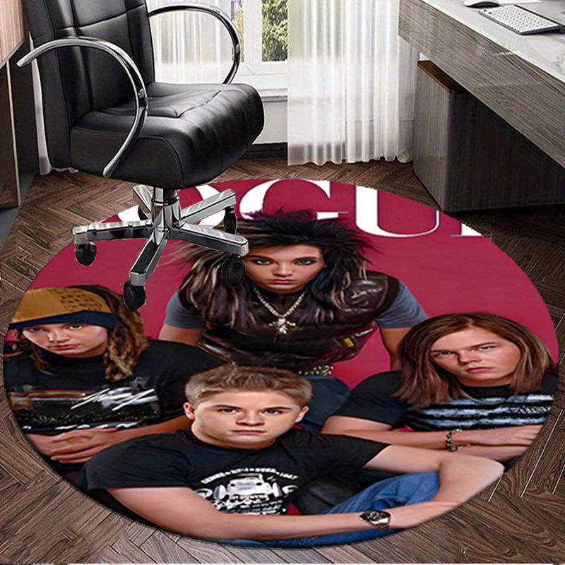 1PC Music Band Tokio Hotel  Round Rug, Non-slip Chair Mat, Home Decor, Circle Carpet Perfect for Office, Bedroom, Living Room,Christmas gift