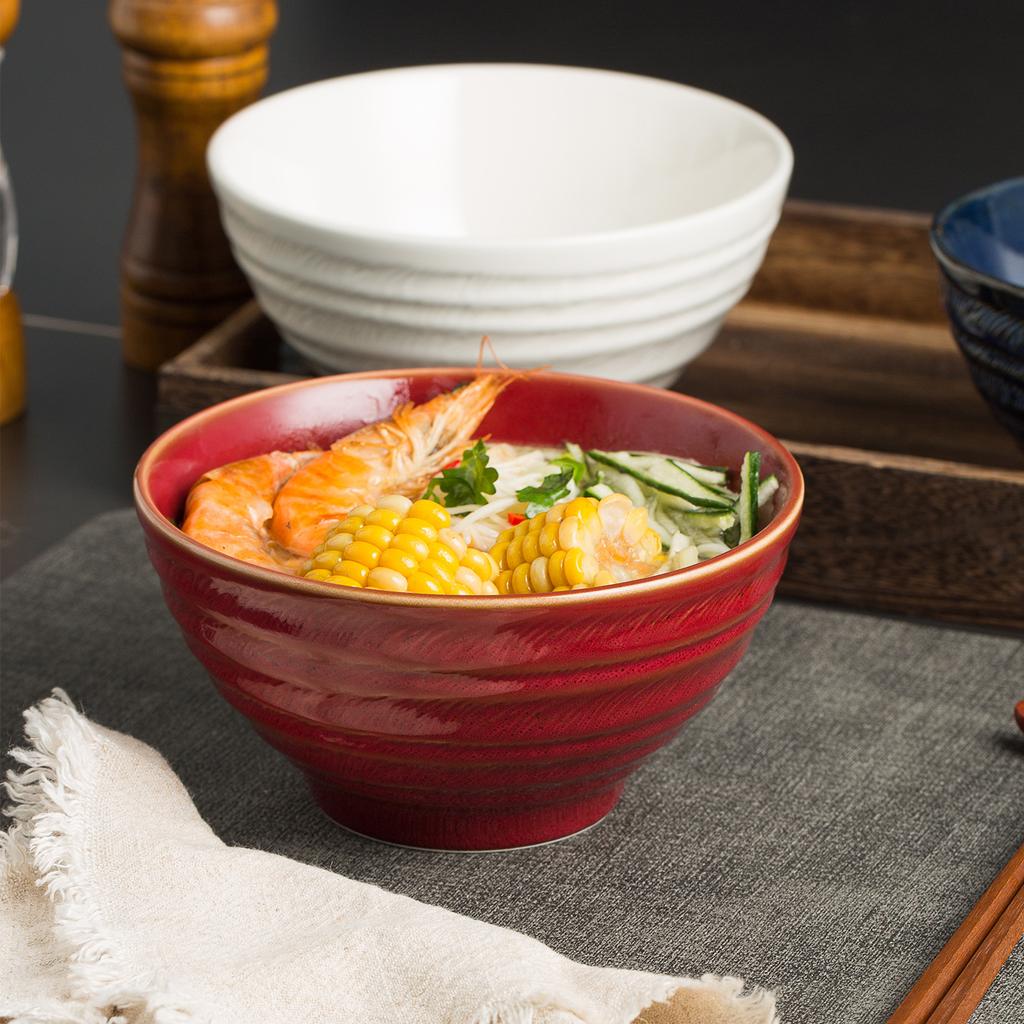 Japanese Retro Ramen Bowl Kiln Changed Hat Bowl Underglaze Color New Ceramic Bowl Restaurant Hotel Rice Bowl Big Bowl