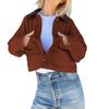Women's Loose And Comfortable V-neck Long Sleeved Breasted Color Jacket