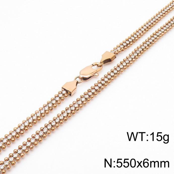 Minimalist Light Luxury Stainless Steel Zircon Chain Set Versatile High end Necklace Bracelet Two Piece Jewelry