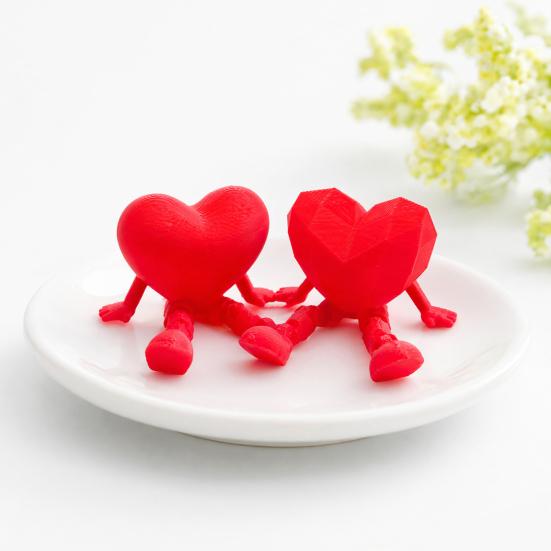 Desktop Storage Ornament Heart Rose Ornament, 3D Printed Red Pen Holder Romantic Love Gift with Movable Joints, Figure for Valentine Day Decoration