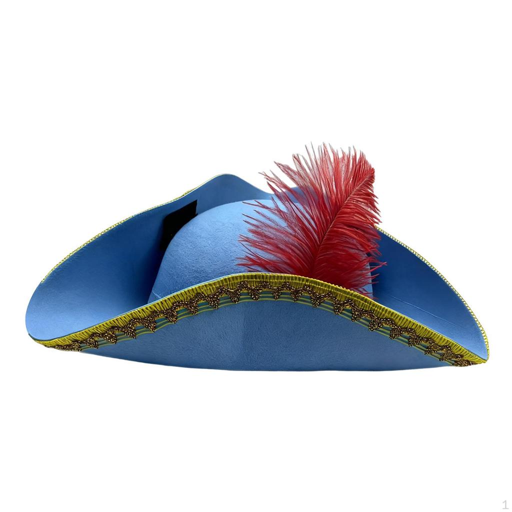 Pirate Hat Birthday Comfortable Gift Headdress Halloween Festival with Feather