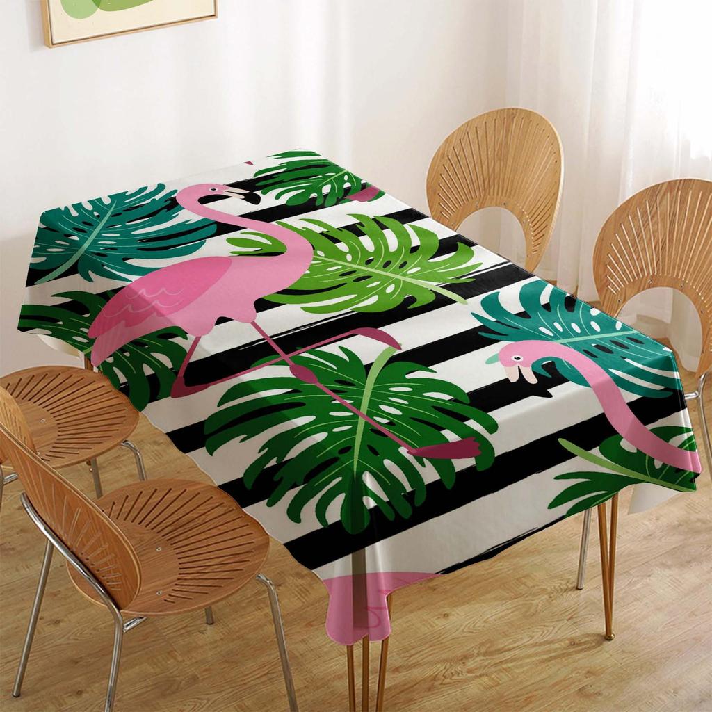 Tropical Flamingo Rectangular Polyester Tablecloth for Dining and Coffee Tables