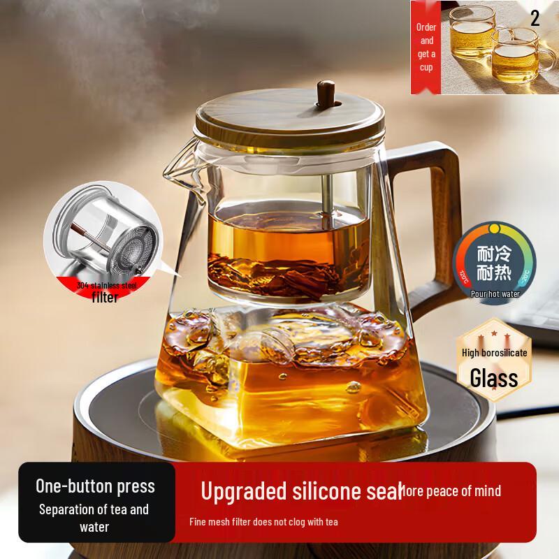 Niyeta Handmade Glass Tea-Water Separation Teapot