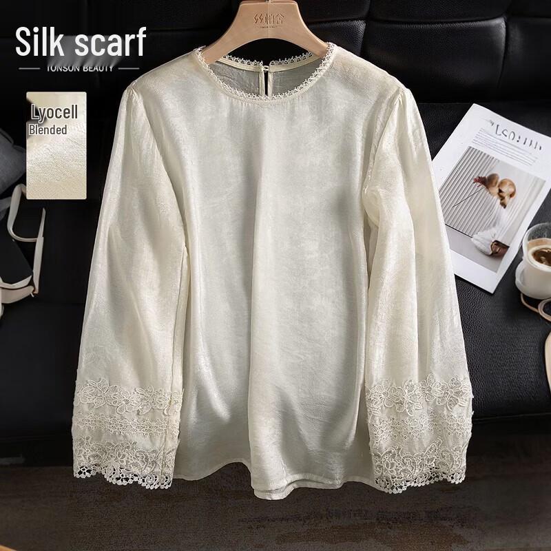Women s New Chinese Style Embroidered Lyocell Long Sleeve Blouse M