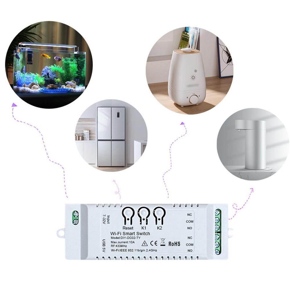 Tuya Wifi RF Home Electrical Appliance 5V 12 V Breaker On-Off Controller Module Pointing Self-locking Cellphone APP Remotely Control Compatible with