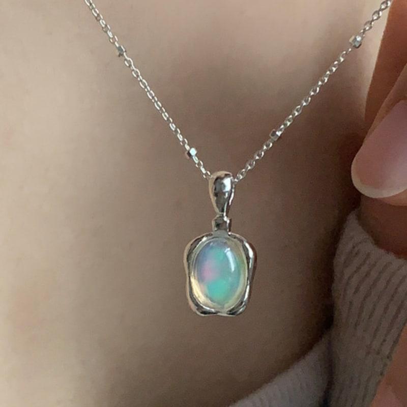 Warmrecord Silver925 Perfume Opal Necklace_N045