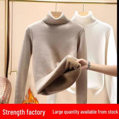 Women's High-Neck Velvet Knit Sweater - Autumn/Winter 2025 Plush Style