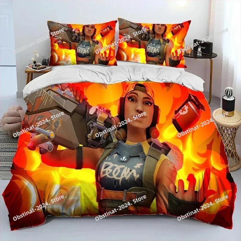 3D VALORANT Game Gamer Cartoon Comforter Bedding Set,Duvet Cover Bed Set Quilt Cover Pillowcase,king Queen Size Bedding Set Kid
