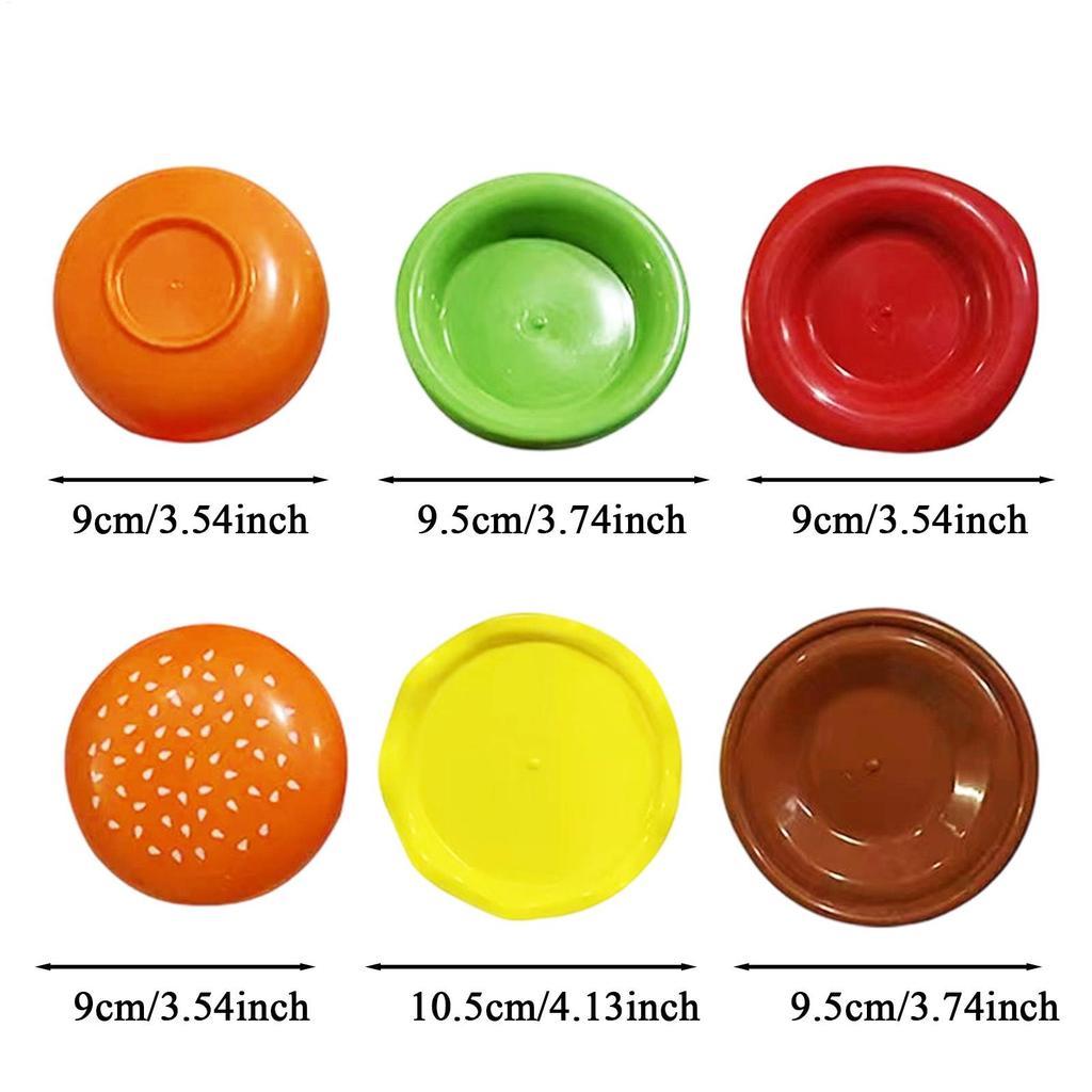 Stackable Hamburger Plate Set 6pcs Seasoning Plate Burger Sauce Bowls Condiment Bowls Mini Dinner Plate Sauce Container