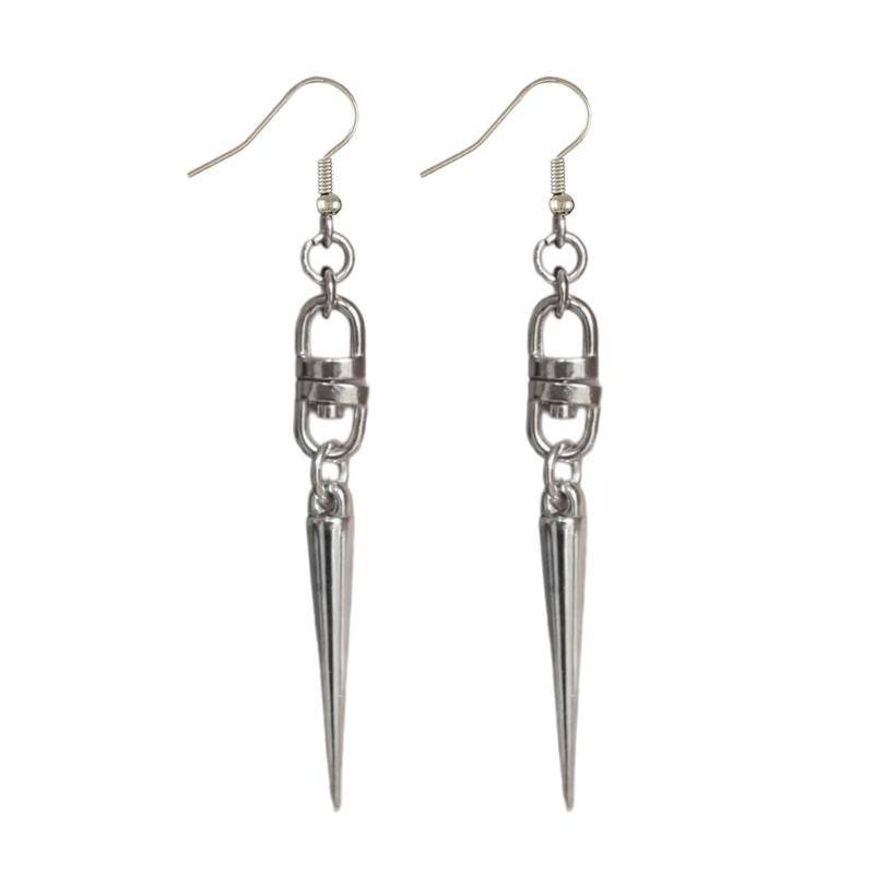 Gothic Spikes Earrings with Moon and Star Pendant Comfortable Ear Hoops Stylish Punk Accessories for Women Man