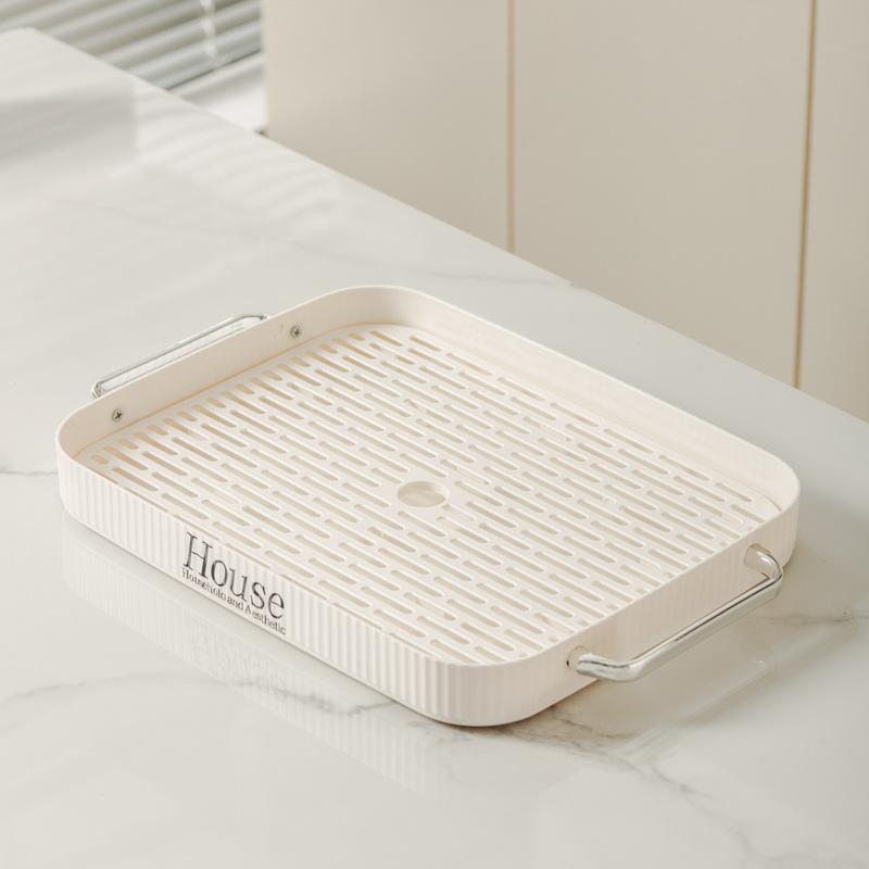 

Fruit Cup Drain Tray Rectangular Bowl Rack Chopsticks Box Kitchen Storage Tray Water Cup Drain Tray Fruit Basket Tea Tray белый
