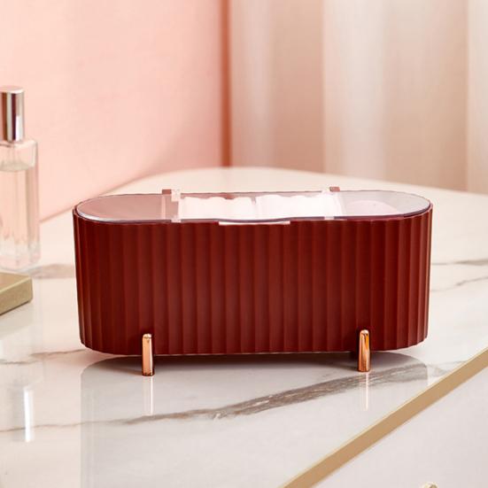 Organizér na make-up se 3 mřížkami Multifunkční PP úložný box na vatové tampóny pro stolní počítače