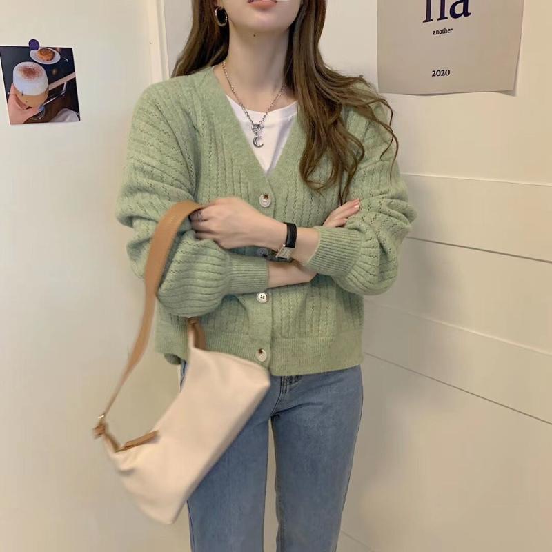 Spring  Autumn New Loose Retro All-match Knitted Cardigan Women's Lazy Style Gentle Short Sweater