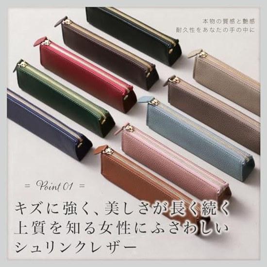 BLUE SINCERE Pen Case Leather Self-standing Large Capacity Simple Genuine Pencil Adult Stylish Stationery Ladies Men PCS5 (dark Navy)