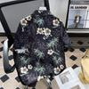Hawaiian Coconut Full Printed Floral Ice Silk Short Sleeve Shirt Men's Summer Fashion Brand Loose Vacation Style Beach Shirt