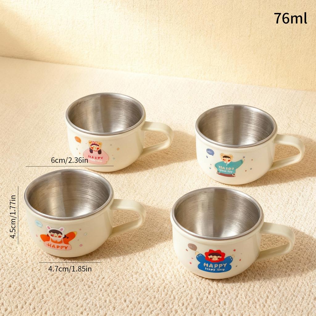 Plastic/304 Stainless Steel Kids Mug Thicked Durable Mini Water Cup With Handle Portable Cute Cartoon Children Drinking Cup