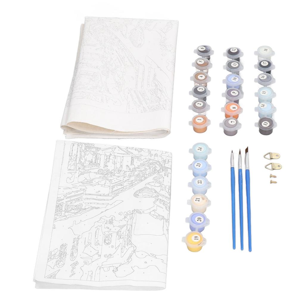 Paint By Number Kit Venetian Night Pattern DIY Canvas Pigment Brushes Oil Painting By Number Set for Adults