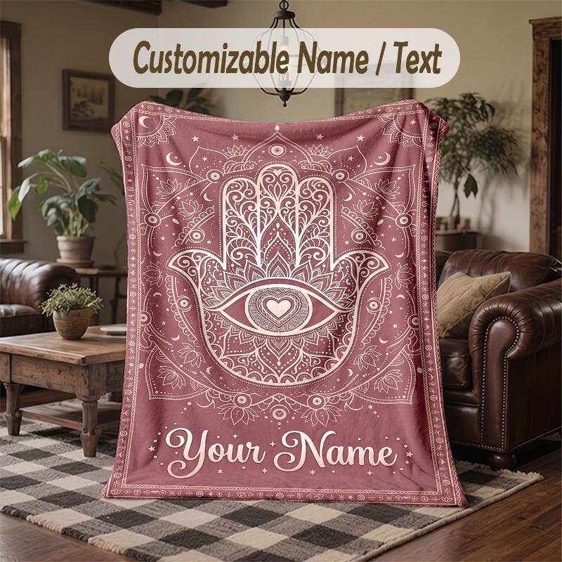 Ethereal Dragon Moonlight Theme Throw Blanket Custom Name Text Personalized Blanket Soft Cozy Blanket for Home Sofa Bed