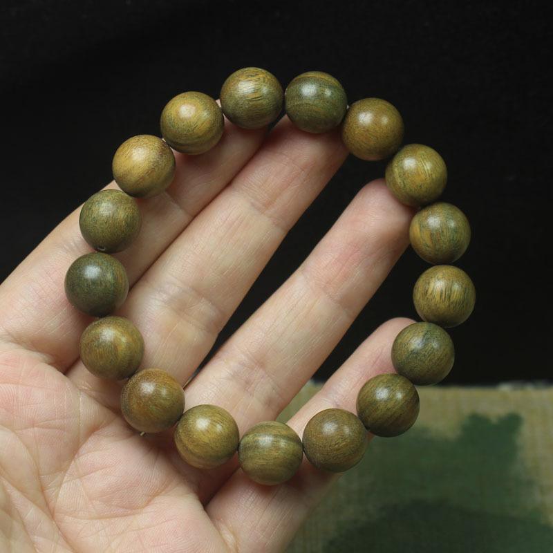 Green Sandalwood Single Loop Bracelet, Natural Fragrance Wooden Jewelry for Daily Wear