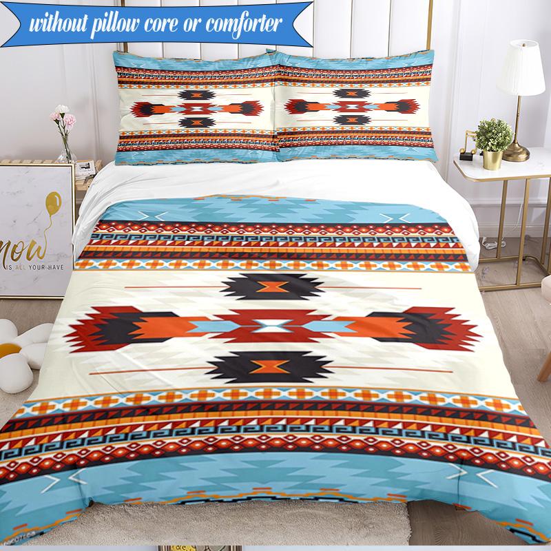3PCS Native American Pattern Bedding Set,Including 1pc Duvet Cover And 2pcs Pillowcases Perfect for Bedroom, Dormitory, Fan Christmas Gift