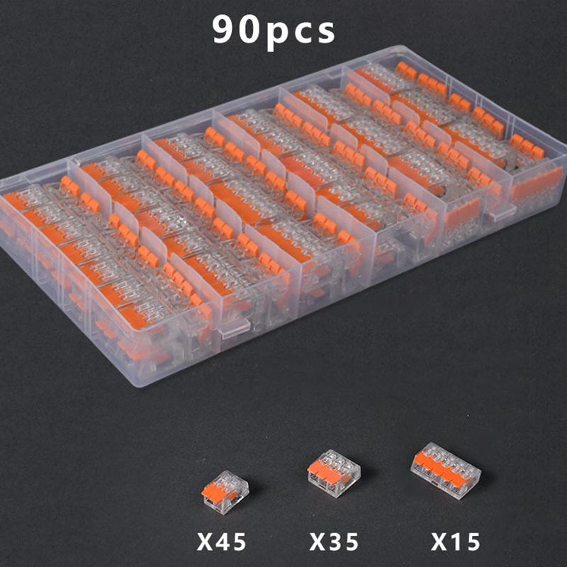 90PCS Quick and Transparent Wire Connectors - Models PCT412, PCT413, PCT415 (75 Cross-Border Pieces)
