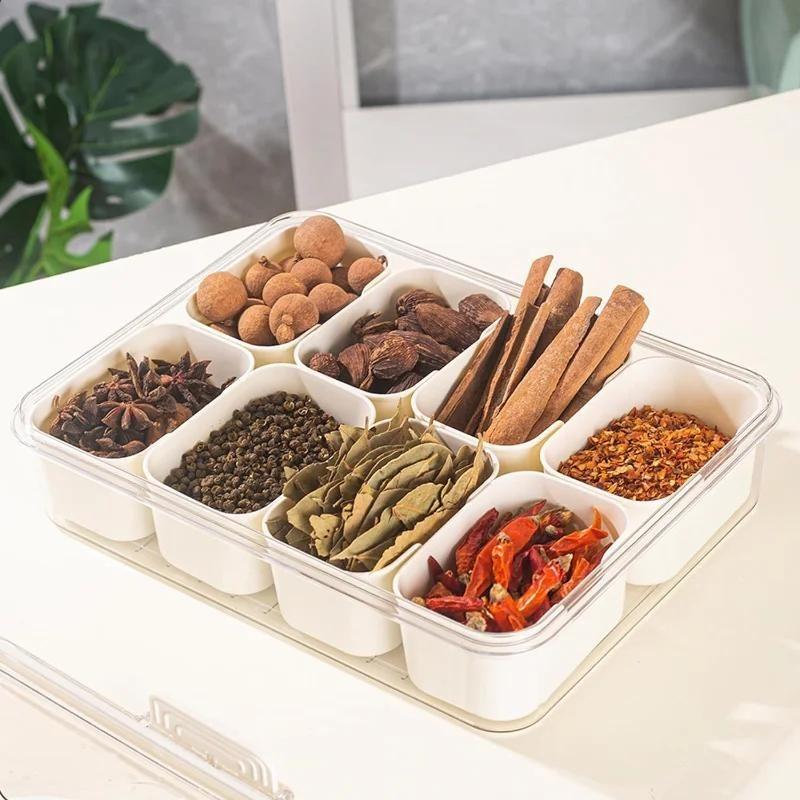 4/8 Grid Portable Snack Platters Organizer Divided Serving Tray with Lid and Handle with Reusable Snack Box Home Decor LS