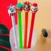 15Pcs Back to School Season Student Stationery, Novelty Puppy Topper Writing Pen With Christmas Style Hat, Bright Green Smooth Pen Shaft, Fun Decorati
