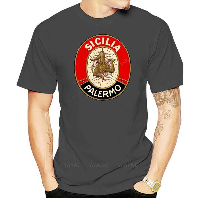 Mens tshirts Summer Teeshirts Sicilia Palermo TShirt  Vintage Style Sicily Tee unisex Oneck short sleeve male casual T Shirt