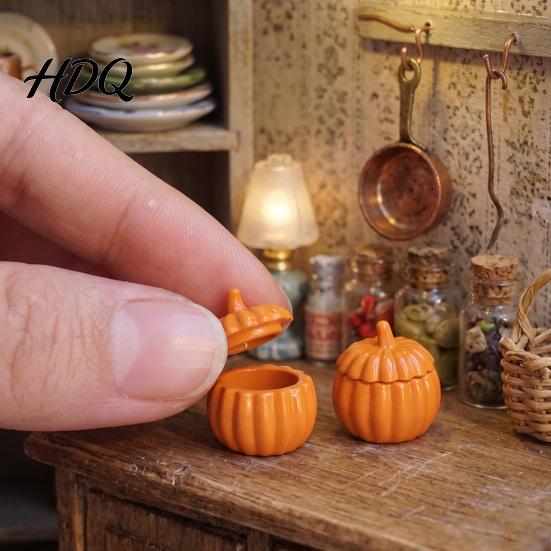 Dollhouse Food Decor Mini Fruit Shaped Stew Pot with Lid Tomato Pumpkin Durian Cooking Small Alloy Pot 1:12 Scale Doll House Kitchen Accessory,