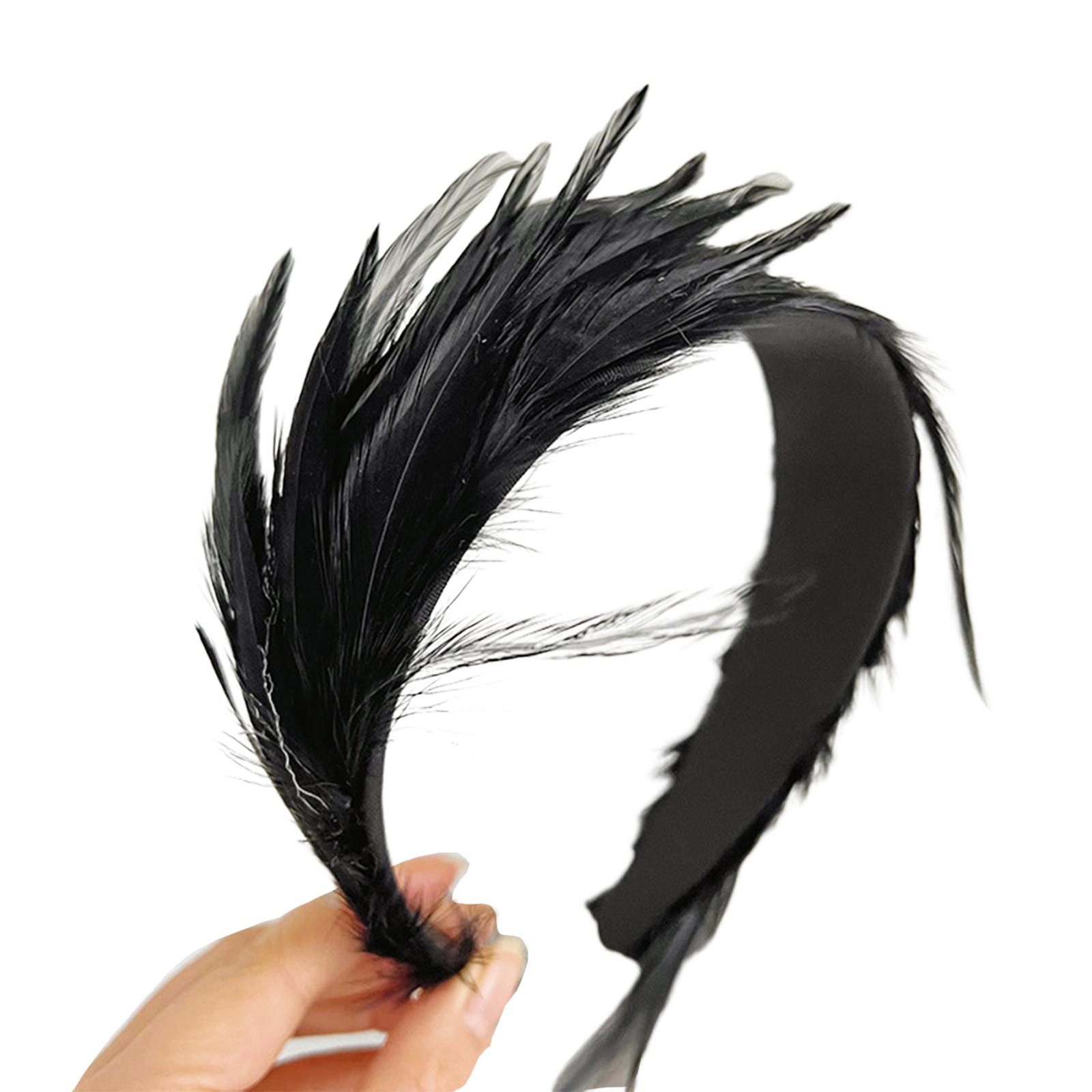 

Feathers Headband Fascinators Hair Hoop 20s Opera Tea Hair Hoop for Girls Women Vintage Hair Hoop Fascinators чорний