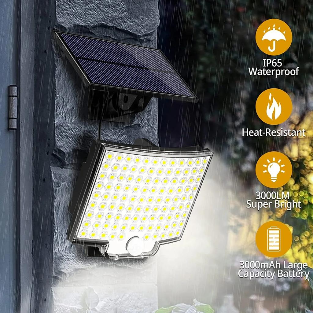 IP65 Waterproof Solar Outdoor Light - LED Motion Sensor Light - Security Floodlight with Remote Control for Patio, Garage, Yard
