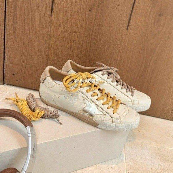 Star Little Distressed White Women's Sneakers - 2025 Autumn Trendy Casual Round Toe Trainers